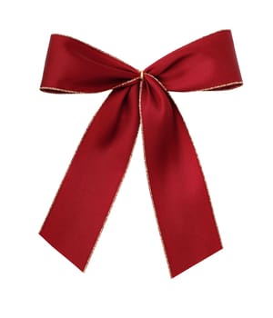 Vintage red giftribbon isolated on white with clipping path
