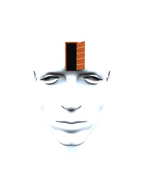 A very abstract and conceptual image of a mans face, all about imagination and open mindness.