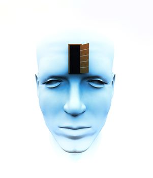 A very abstract and conceptual image of a mans face, all about imagination and open mindness.