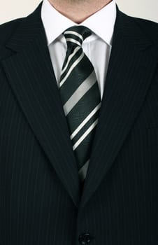 business man in black striped suit