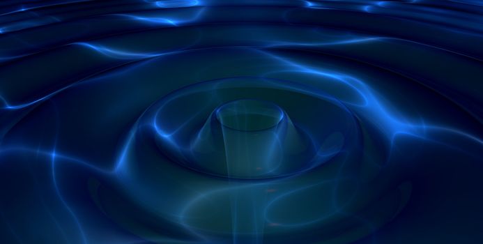 Shockwave on the surface of a lightning covered blue water