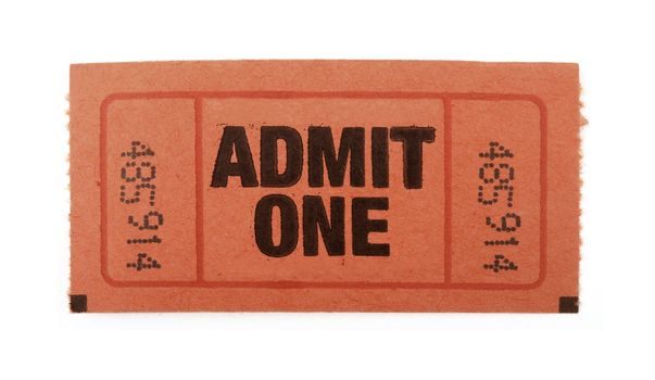 Admission ticket to an event isolated on white