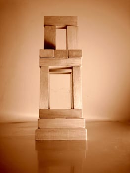 a chair made with wooden block, metaphor step for wealth and power, leadership