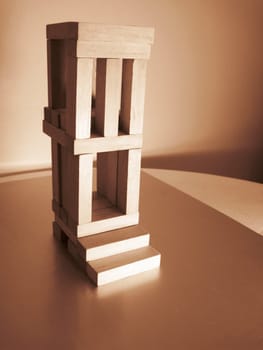 a home made by wooden block, art of architecture