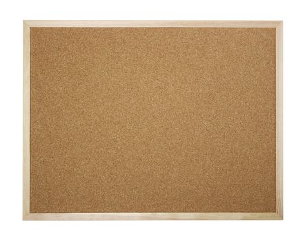 Empty cork board isolated on white - insert your own message or bulletin with thumbtacks