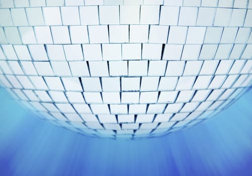 Real disco mirrorball close-up - focus on front mirrortiles