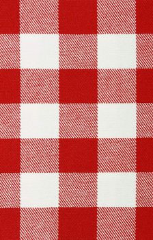 Close-up of classic red picnic cloth - The tablecloth is new, clean and flat