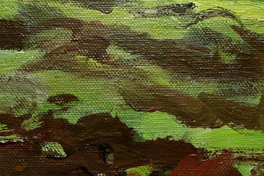 Close-up of a oil painted canvas - texture and brush strokes well visible