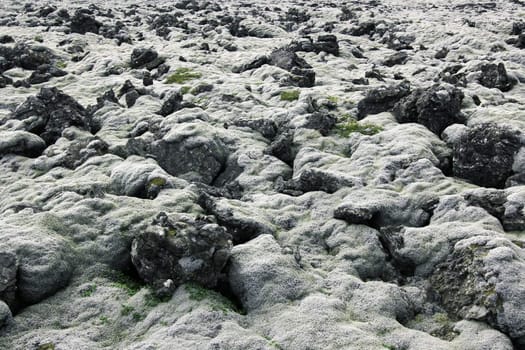 Exotic lava landscape in Iceland. The ancient lava is covered in soft moss - would make a great print