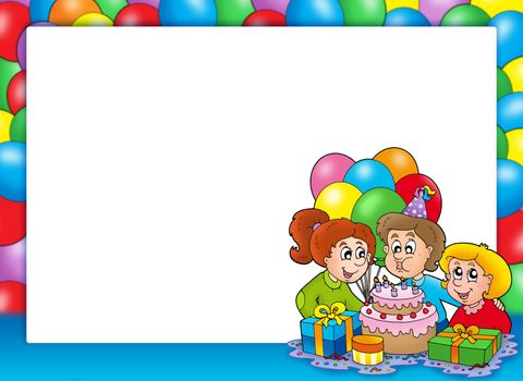 Frame with celebrating children - color illustration.
