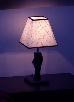 color night interior, stylish lamp