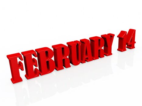 3d generated illustration of month February 14 sign

