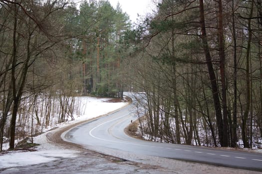 winding road in winter