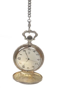 Old Pocket watch on a white background 