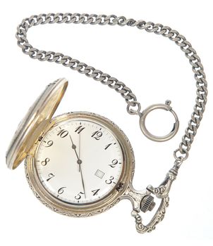 Old Pocket watch on a white background 