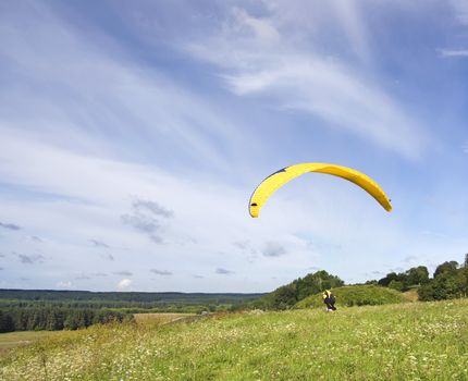 preparation for flight on a parachute