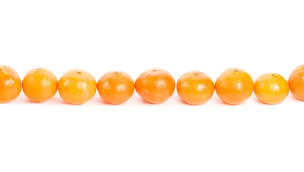 line from tangerines, isolated on white