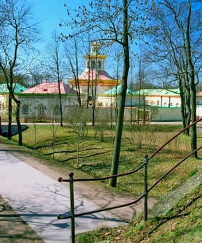 View of Chinese town in spring park