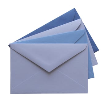 Blue envelopes isolated on white background
