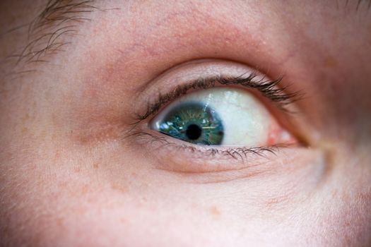 Macro close-up of a man's eye ball