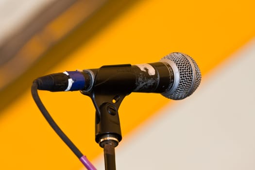 Microphone on stage during a concert