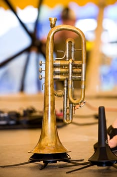 Trumpet on stage during a concert