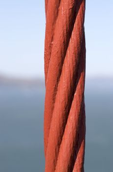 A shot of a supporting cable of the Golden Gate Bridge.