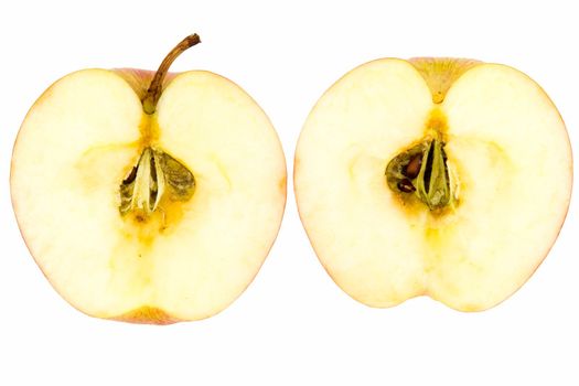 Half of apple on a white background