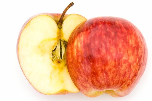 Juicy red apple on a white background