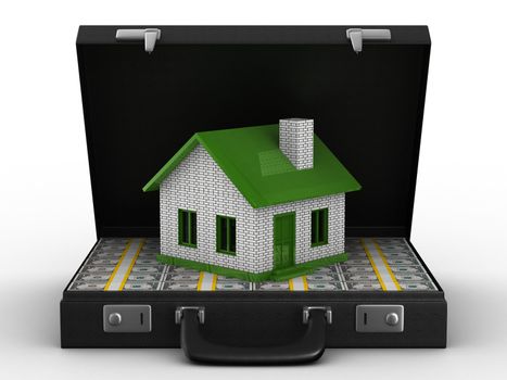 Money for real estate. Isolated 3D image