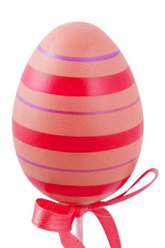 a red and ping easter egg isolated on the white background