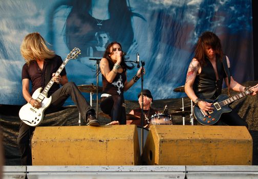 Lauren Harris performs as an opening act for Iron Maiden at Cotroceni Stadium August 4, 2008 in Bucharest.