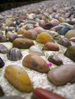 a close up for stones on a path way