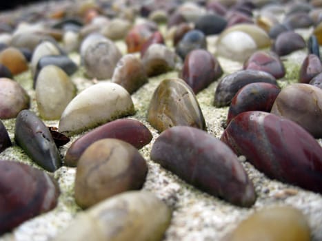 a close up for stones on a path way