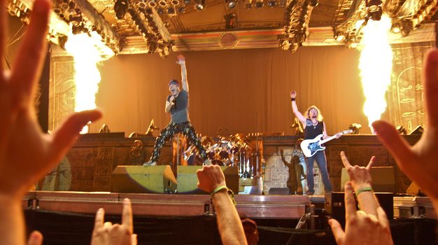 Iron Maiden performs at Cotroceni Stadium August 4, 2008 in Bucharest.