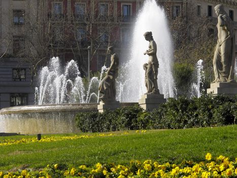 Plaza Catalu�a, downtown of Barcelona, Spain