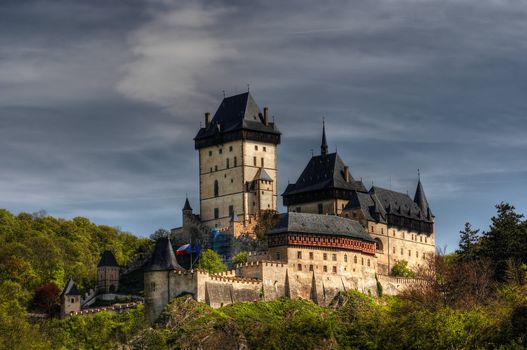 Karlstejn Castle - large Gothic castle founded 1348 by Charles IV. Karlstejn, Czech republic, Europe.