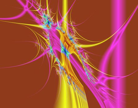 Purple strikes a killing blow to yellow in this abstract fractal illustration.