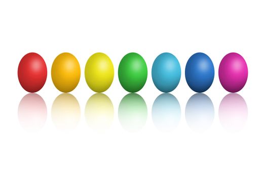 Colorful easter eggs isolated on white background