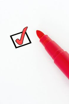 Check-box ticked with a red felt pen