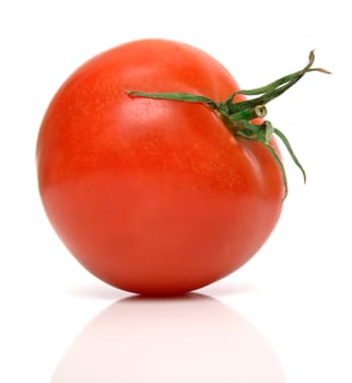 perfect tomato with a beautiful shadow on the white.