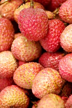 Close up of red litchis