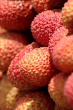 Close up of red litchis