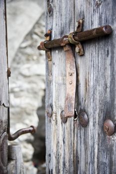 old door detail at Pyrennes of Catalonia, Spain