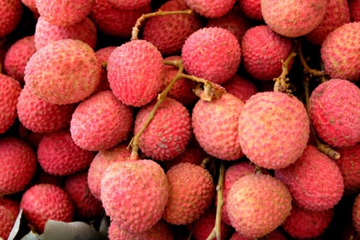 Close up of red litchis