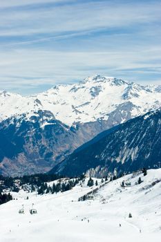View at Courchevel ski resort, French Alps
