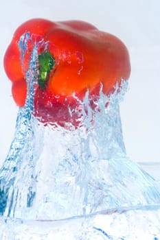 Splash of red pepper in the water.