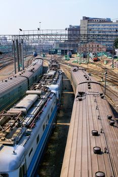 railroad terminal with some trains