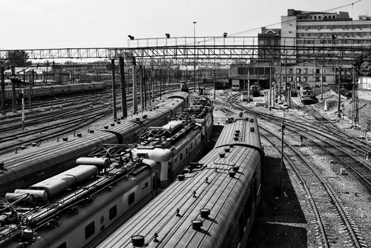 railroad terminal with some trains