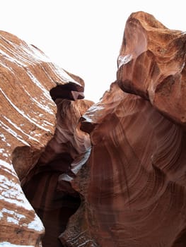 Entrance of the upper Antelope Canyon during winter